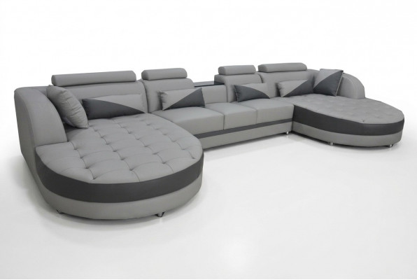 Wunnlandschaft Bettfunktioun Grouw Ecksofa U-Form Couch Design Polster USB Nei