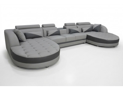 Wunnlandschaft Bettfunktioun Grouw Ecksofa U-Form Couch Design Polster USB Nei