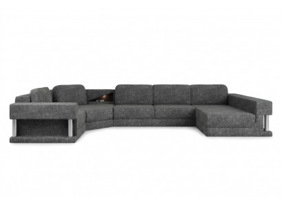 Ecksofa mat USB Polster Textil Design Sofa Garnitur Wohnlandschaft Parlament