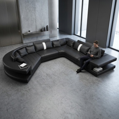 Wunnlandschaft Modern Sëtz Polster Wunnzëmmer Polster Eck Couche USB + Luucht