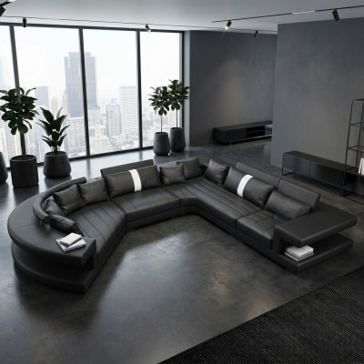 Wunnlandschaft Modern Sëtz Polster Wunnzëmmer Polster Eck Couche USB + Luucht