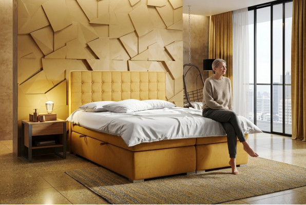 Boxspringbett Hotel Duebel 160x200 cm Luxus Better Polster Bettkëschtefunktioun