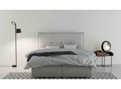 Boxspring-Bett Hotel Duebel Textil Grau Luxus Better Polster Bettkëscht Funktioun