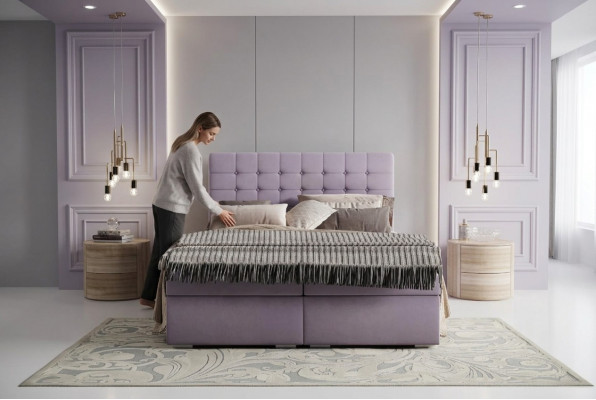 Komplett Set Matratz & Topper Boxspring Bett Rousenholz Polster 180x200cm