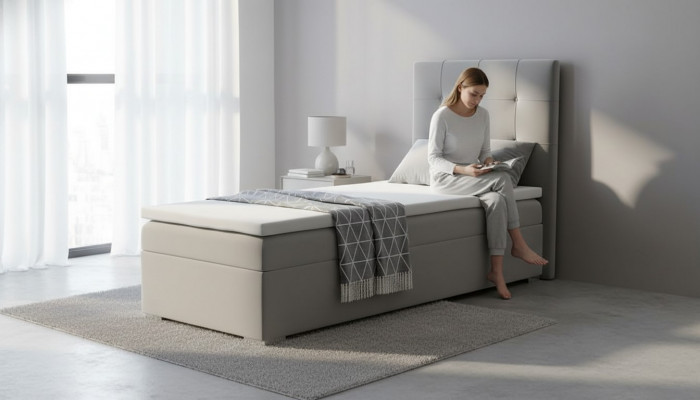 Luxus Boxspring-Bett Hotel Better Polster Funktioun Bettkëscht 90x200cm Gro Neien