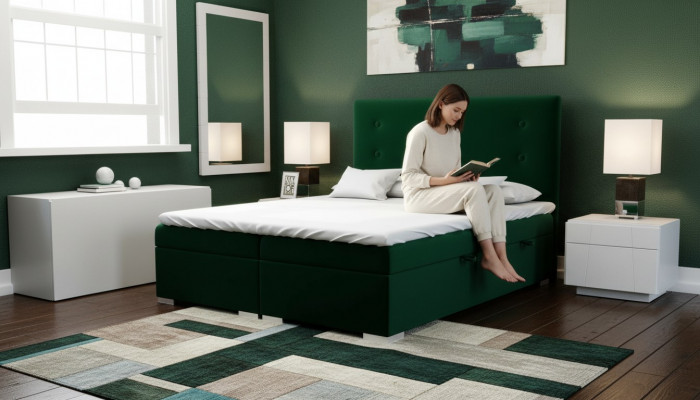 Boxspring Bett Hotel Duebel Komplett Set Matratz Topper Better Funktioun Këscht