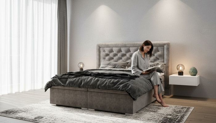 Schlofkummer Chesterfield Boxspringbett Duebel Better Polster Këscht Funktioun