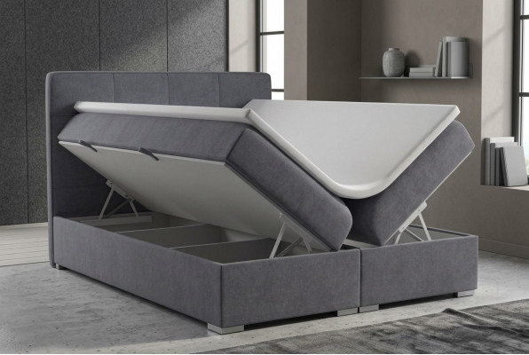 Boxspring Bett Hotel Duebel Samt Textil Luxus Better Polster Bettekasten Funktioun