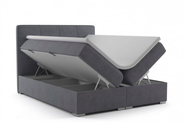 Boxspring Bett Hotel Duebel Samt Textil Luxus Better Polster Bettekasten Funktioun
