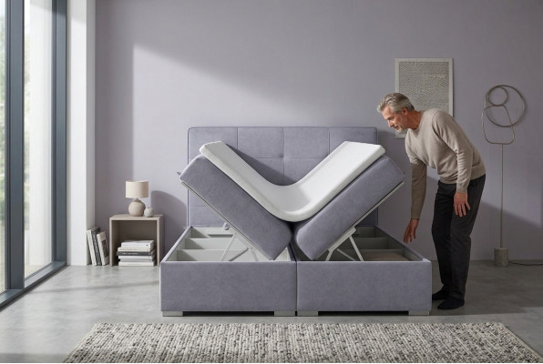 Boxspring-Bett Hotel Duebel Textil Luxus Better Polster Bettskëscht Funktioun Nei