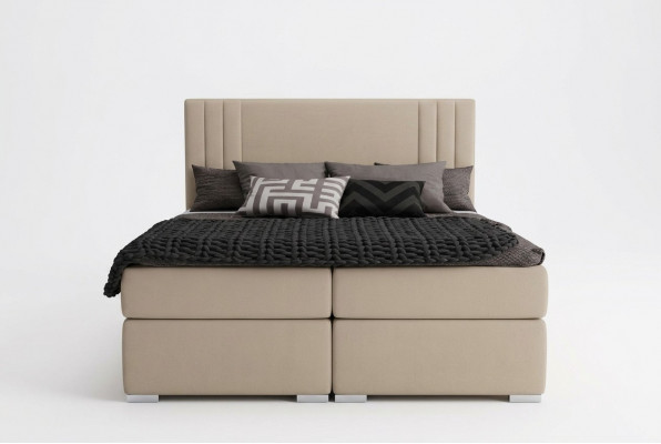 Boxsprang Bett Hotel Duebel Beige Textil Luxus Better Polster Këscht Fonctionalitéit