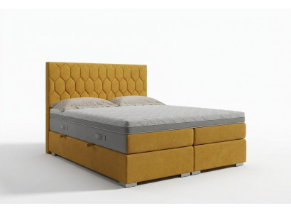 Boxspringbett Hotel Duebel Luxus Better Polsterfunktioun Bettkëscht Giel Samett