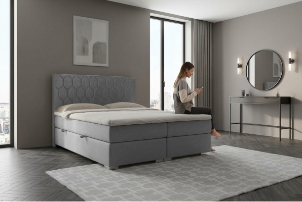 Boxspringbett Hotel Duebel 180x200cm Luxusbétt Polsterfunktioun Këschtegro.
