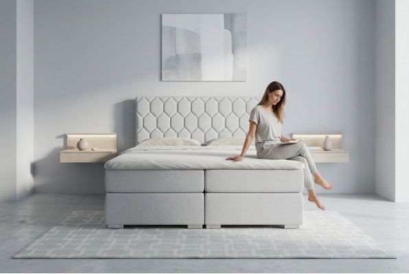 Boxspring Bett Hotel Design Samt Luxus Better Gepolsterte Bettkëschte Funktioun Duebel