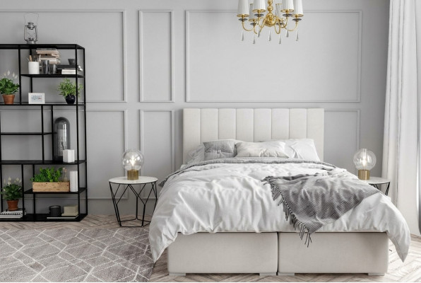 Boxspring Bett Hotel Duebel Luxus Better Polster Bettkëscht Funktioun Beige Nei