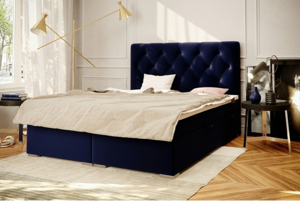 Boxspringbett Hotel Duebel Blo Textil Luxus Bettgestellen Polster Bettkëscht Funktioun