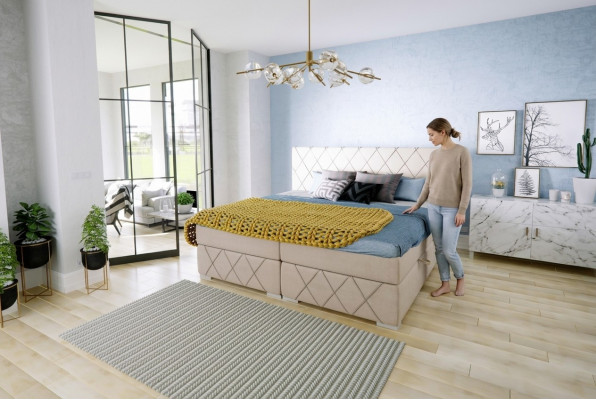 Boxspring Bett Komplett Set Duebel Matratz Topper Better Funktioun Këscht Hotel