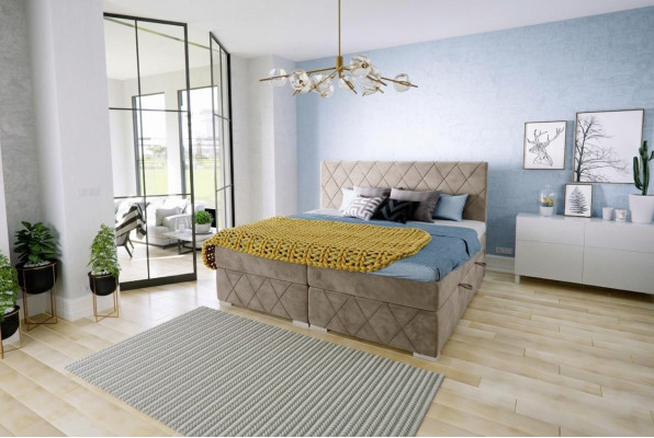 Boxspring Bett Komplett Set Duebel Matratz Topper Better Funktioun Këscht Hotel