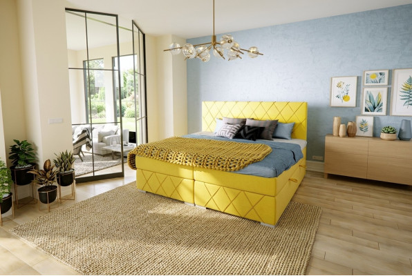 Bett Komplett-Set Duebel Matrass Boxspring Topper Better Funktioun Këscht