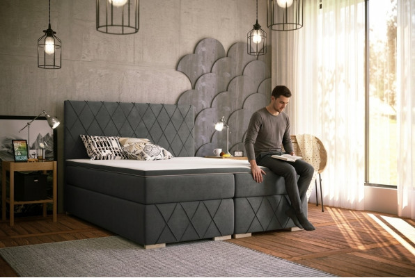 Duebelbett Komplett Set Matratz Boxspring Topper Better Funktioun Këscht Hotel