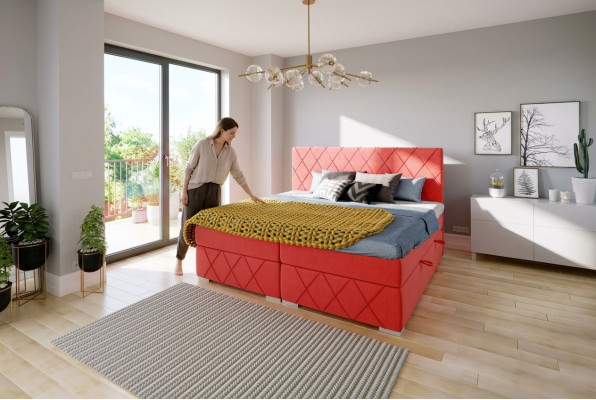 Exzellent modern duebelt Box-Spring-Bett fir d'Schlofzëmmer