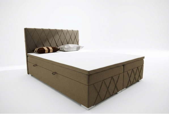 Boxspring-Bett Hotel Duebel Samt Luxus Better Gepolstert Bettkëschte Funktioun Braun
