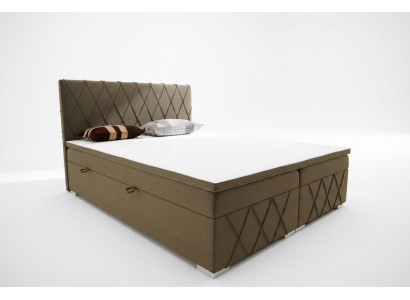 Boxspring-Bett Hotel Duebel Samt Luxus Better Gepolstert Bettkëschte Funktioun Braun