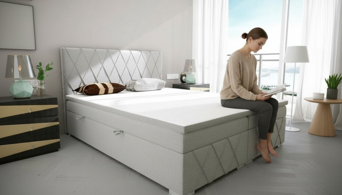 Boxspringbett Hotel Duebelbett Textil Luxus Better Gepolstert Bettekëscht Funktioun