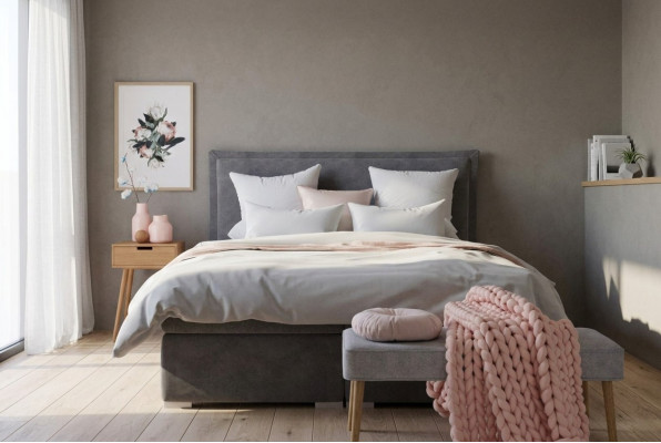 Modern Hotel Boxspring Better Duebel Luxus Bett Polster Këscht Funktioun Stof