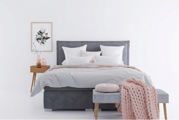 Modern Hotel Boxspring Better Duebel Luxus Bett Polster Këscht Funktioun Stof
