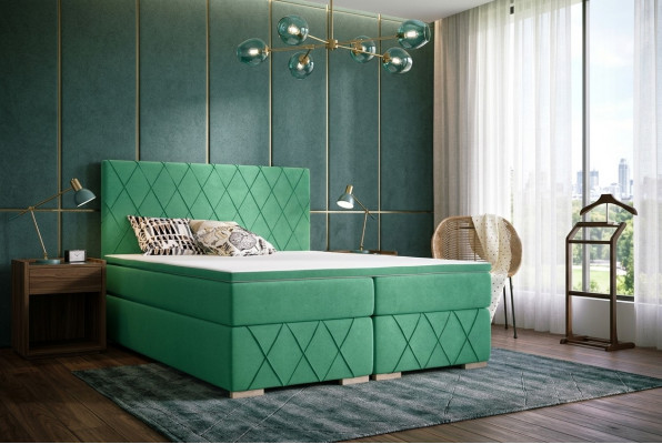 Boxspring Bett Komplett Set mat Matratze & Topper Luxus Polster Textil Better