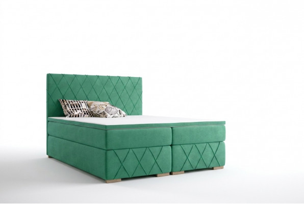 Boxspring Bett Komplett Set mat Matratze & Topper Luxus Polster Textil Better