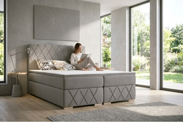 Boxspring Bett Komplett Set Matratz & Topper Luxus Polster 180x200cm Better Nei