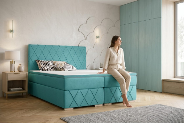 Komplett Set Matratz & Topper Boxspring Bett Luxus Polster 140x200cm Better