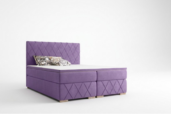 Komplett Set Matrass & Topper Boxspring Bett Lila Stoff 180x200cm Better