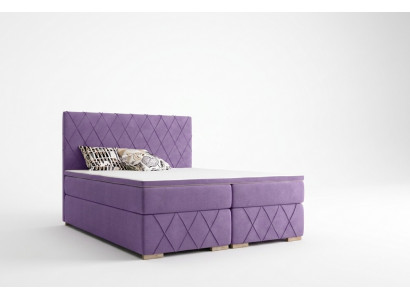 Komplett Set Matrass & Topper Boxspring Bett Lila Stoff 180x200cm Better