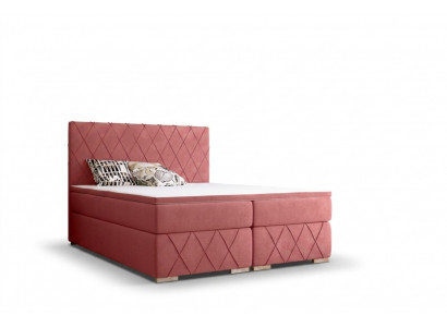 Komplett Set Matratz & Topper Boxspring Bett Rosa Gepolstert 180x200cm Betten Nei