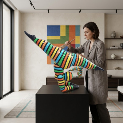 Abstrakt Figur Statu Ballerina Statuen Gaart Dekoratioun Modern Figuren 110cm