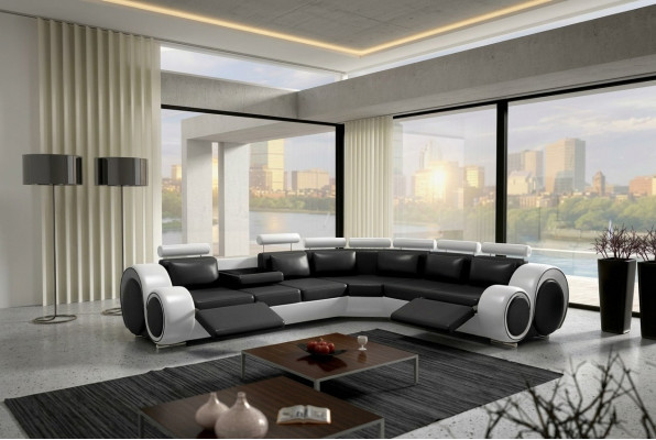 Ecksofa Berlin Eckcouch +USB Polster Wunnlandschaft Eck Garnitur Relaxfunktioun