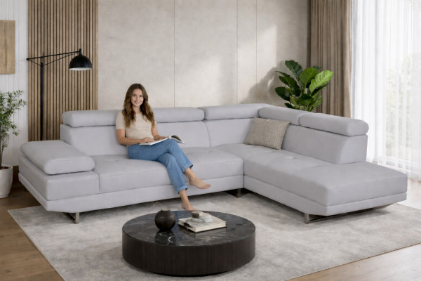 Eck Lieder mat USB Modern XXL Couch Wunnlandschaft Liederkanapee Sofa L-Form B2003