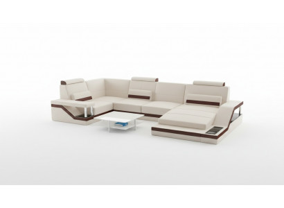 Wunnlandschaft Canapé + USB Polstersëtz Eckcanapé Garnitur Textil Stoff Lieder Canapéen