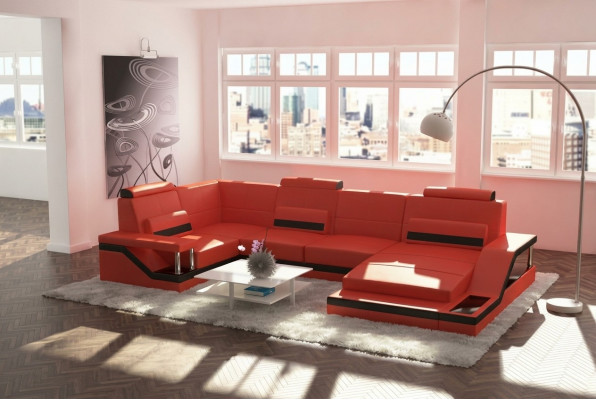 Wunnlandschaft Canapé Eck Ecksofa Garnitur Textil Stoff Lieder Canapéen Canapé mat USB