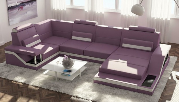 Wunnlandschaft Sofa mat USB Polster Ecksofa Garnitur Textil Stoff Lieder Sofae
