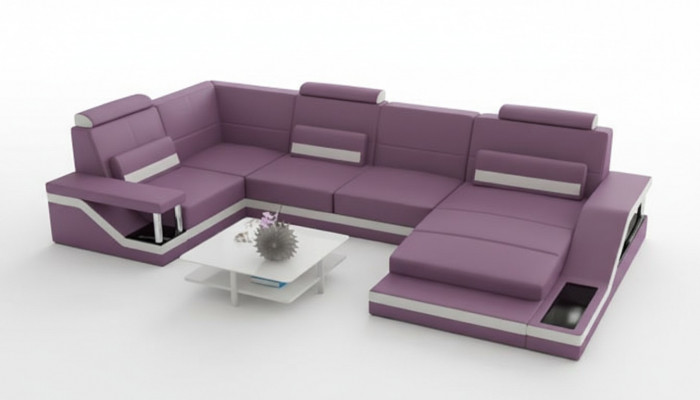 Wunnlandschaft Sofa mat USB Polster Ecksofa Garnitur Textil Stoff Lieder Sofae