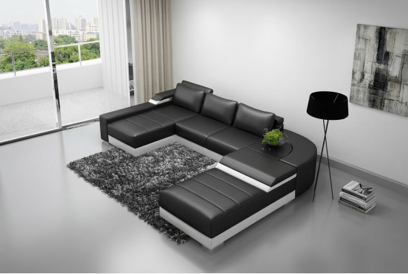 Ecksofa Eck Sofa mat USB Polster Lieder Garnitur Wunnlandschaft Leie Bellenberg