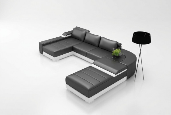 Ecksofa Eck Sofa mat USB Polster Lieder Garnitur Wunnlandschaft Leie Bellenberg