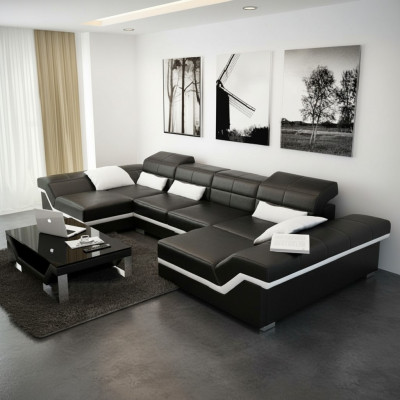 xxl Ledersofa mat USB Eckssofa Wunnlandschaft Grouss Couch Ledergarnitur Polster Nei