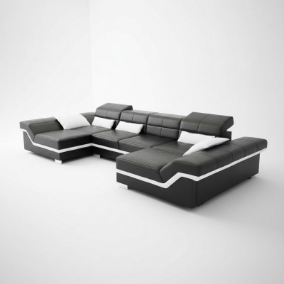 xxl Ledersofa mat USB Eckssofa Wunnlandschaft Grouss Couch Ledergarnitur Polster Nei