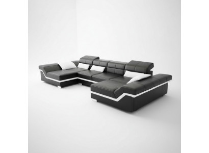 xxl Ledersofa mat USB Eckssofa Wunnlandschaft Grouss Couch Ledergarnitur Polster Nei