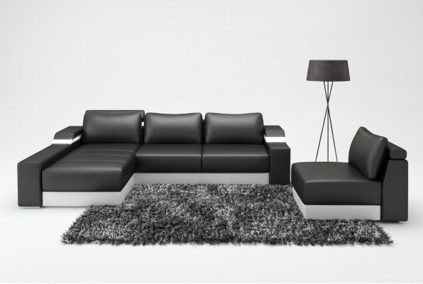 Ecksofa Eck Sofa mat USB Polster Lieder Garnitur Wunnlandschaft Chaiselounge